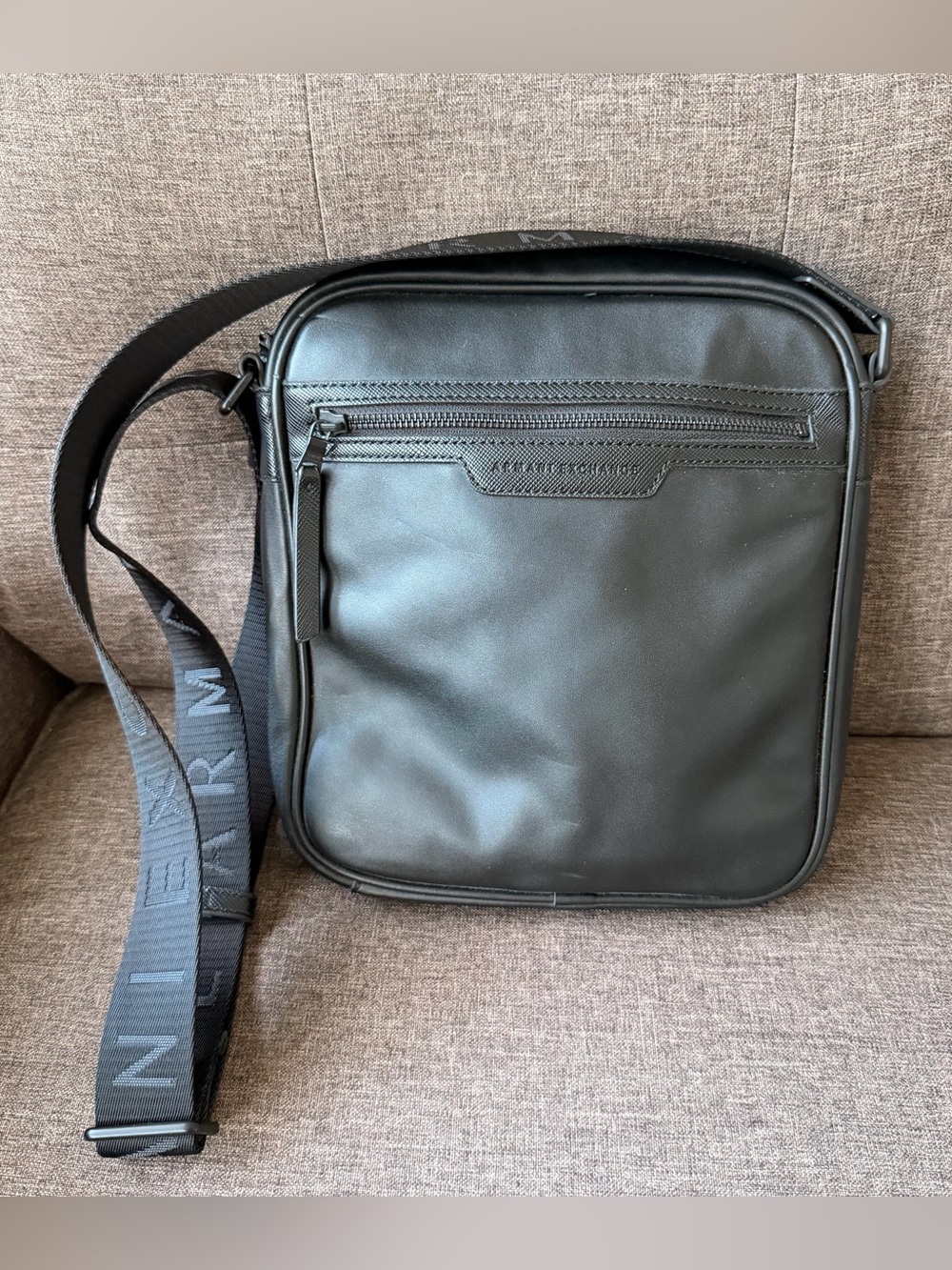 A/X Armani Exchange Black Genuine Leather Crossbody Bag Men